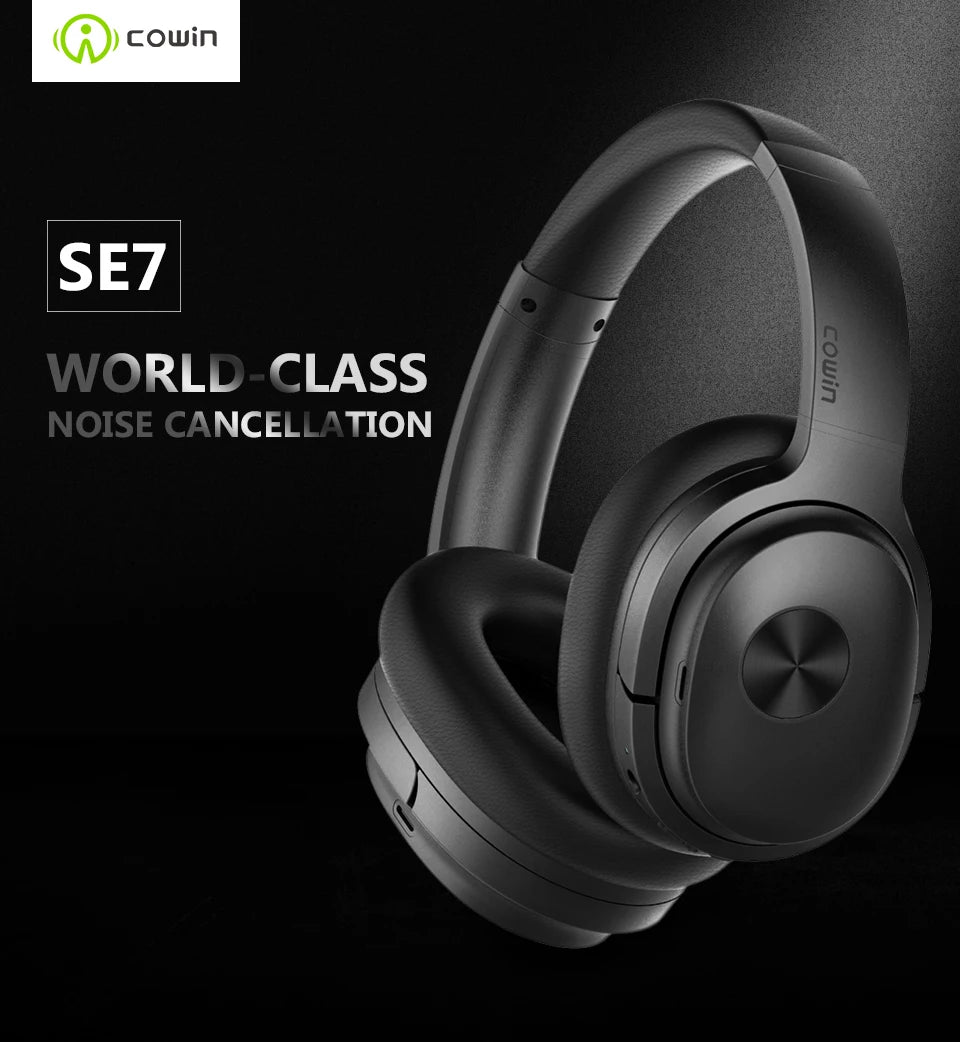 cowin SE7 Active Noise Cancelling Headphones Bluetooth Headphone Wireless Over Ear Headset with Microphone APTX HD ANC for Phone