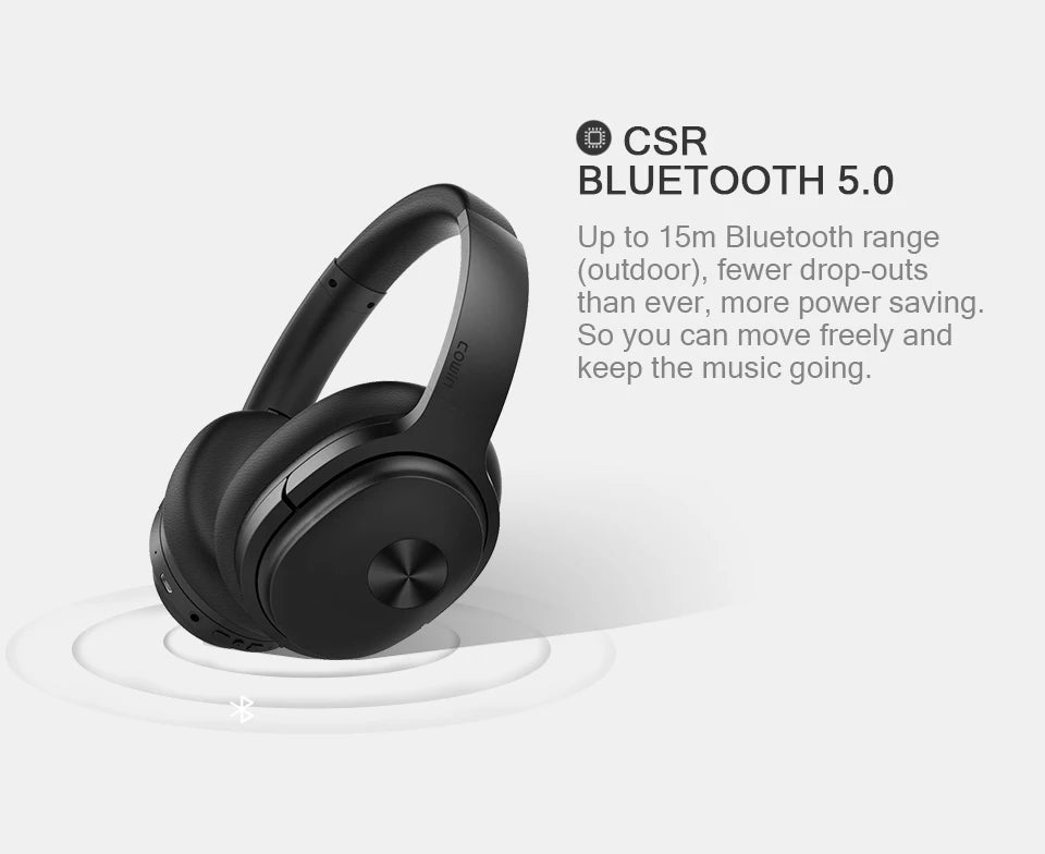 cowin SE7 Active Noise Cancelling Headphones Bluetooth Headphone Wireless Over Ear Headset with Microphone APTX HD ANC for Phone